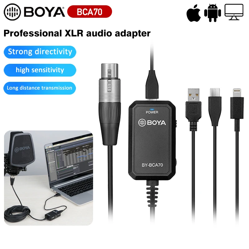Аудиоадаптер BOYA BY BCA70 XLR mic для микрофонов ПК мобильных устройств совместимый со
