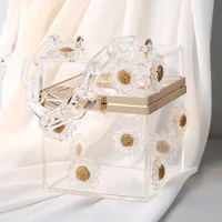 luxury daisy clear acrylic box bag women shoulder bag designer chain evening party bags for women crossbody bag purse clutch ins