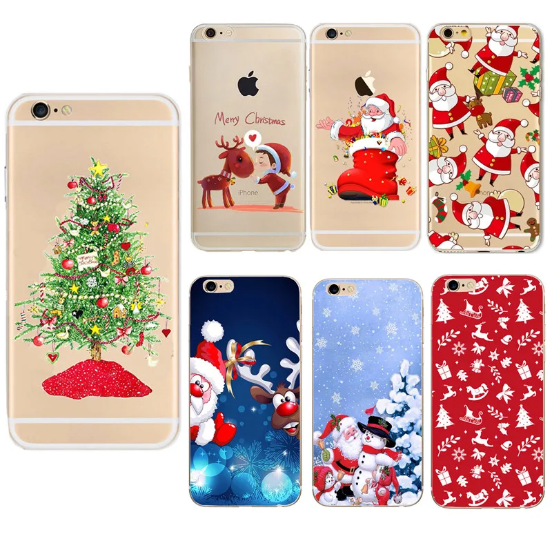 De silicona suave funda para Iphone x 8 8 Plus para Iphone 6 6S 7 7 Plus 5S Iphone 5 funda con diseño navideño Santa Claus de la piel
