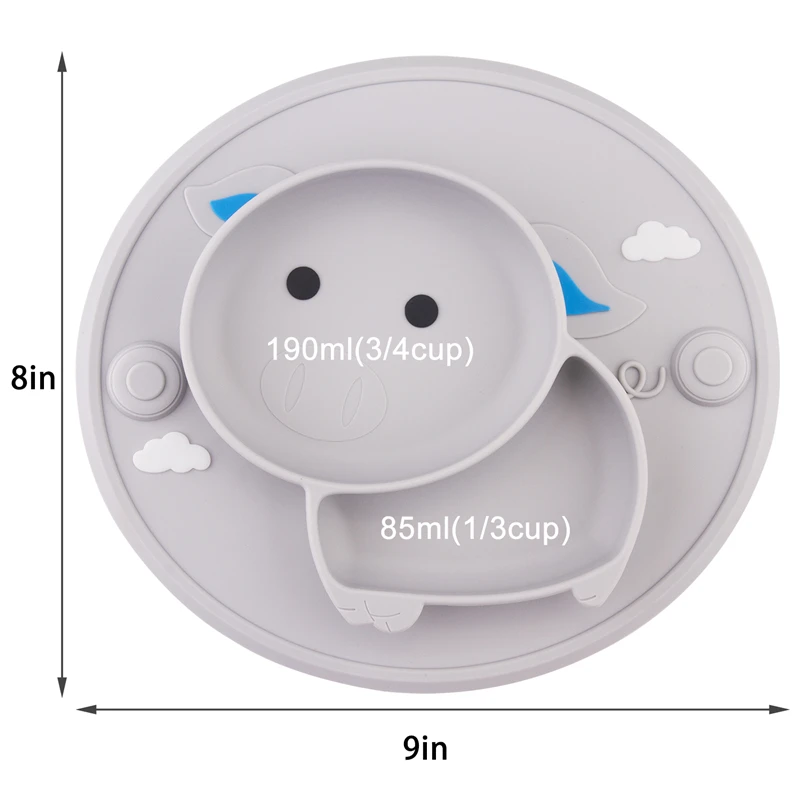 

Lovely Baby Silicone Plate Suction Placemat for Baby-Led-Weaning Self-Feeding Tableware Dishes
