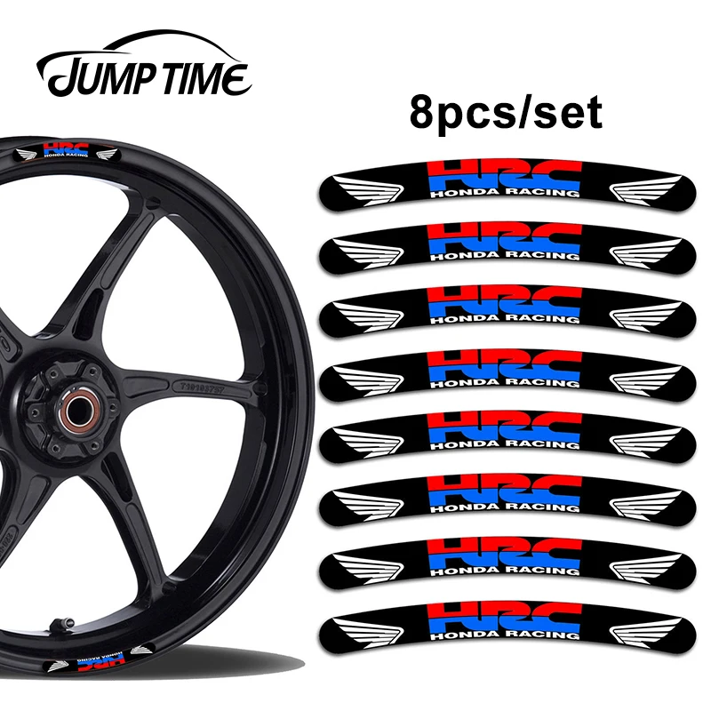 

Jump Time 13cm x 1.3cm 8Pcs For Wheel Stripes HRC Racing Rim Stickers Set Car Motorbike Motorcycle JDM Racing Vinyl Decal Decor