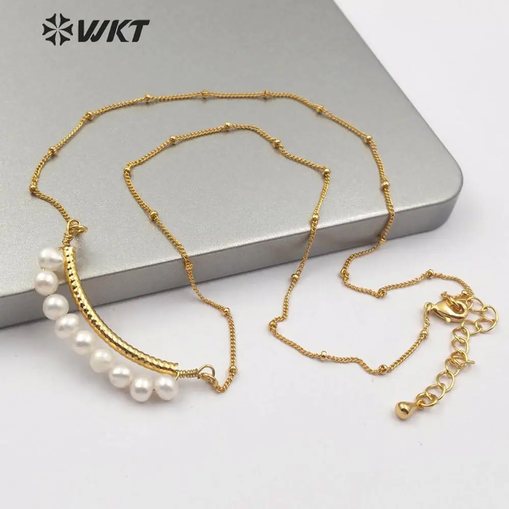 WT-JN102 WKT Natural Freshwater Pearl Necklace Gold Electroplated 18 Inch Women Fashion Jewelry Gift For | Украшения и аксессуары