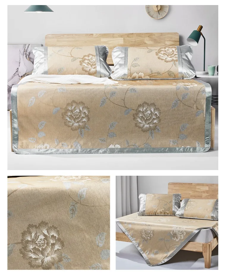 

Hot weather coolling bed mat cold icy silk three piece set