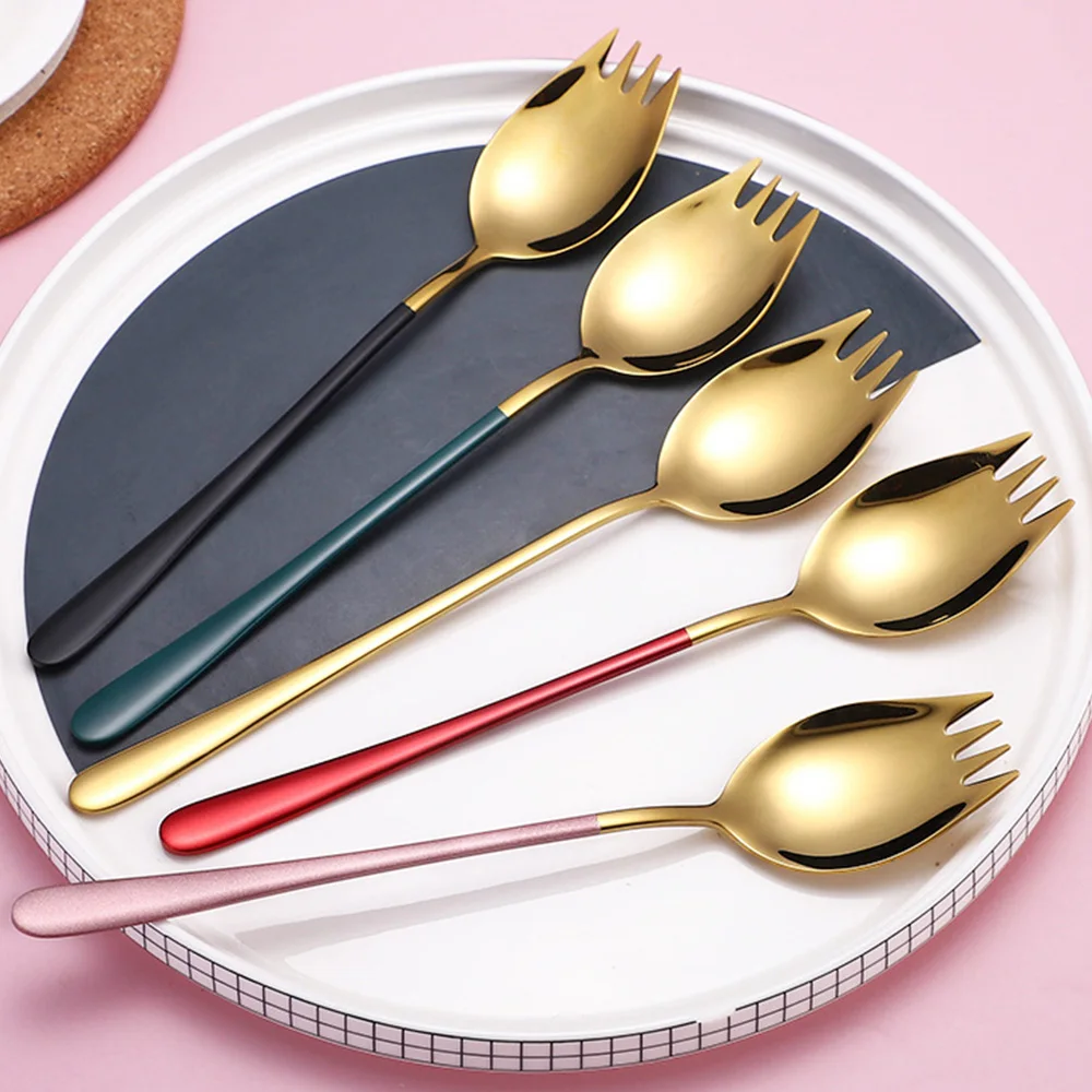 

Stainless Steel Salad Spoons Rice Scoop Salad Mixing Spoon Camping Tableware Dessert Spoons Table Decor Kitchen Cooking Utensils