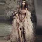 Элегантные Длинные Пышные Платья из тюля для мам и я, индивидуальный пошив для фотосессии, женские платья для беременных, платье с V-образным вырезом и разрезом