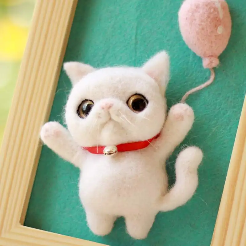 Шерстяной войлок Набор Diy кошка рамка для фотографий искусство иглы Войлок