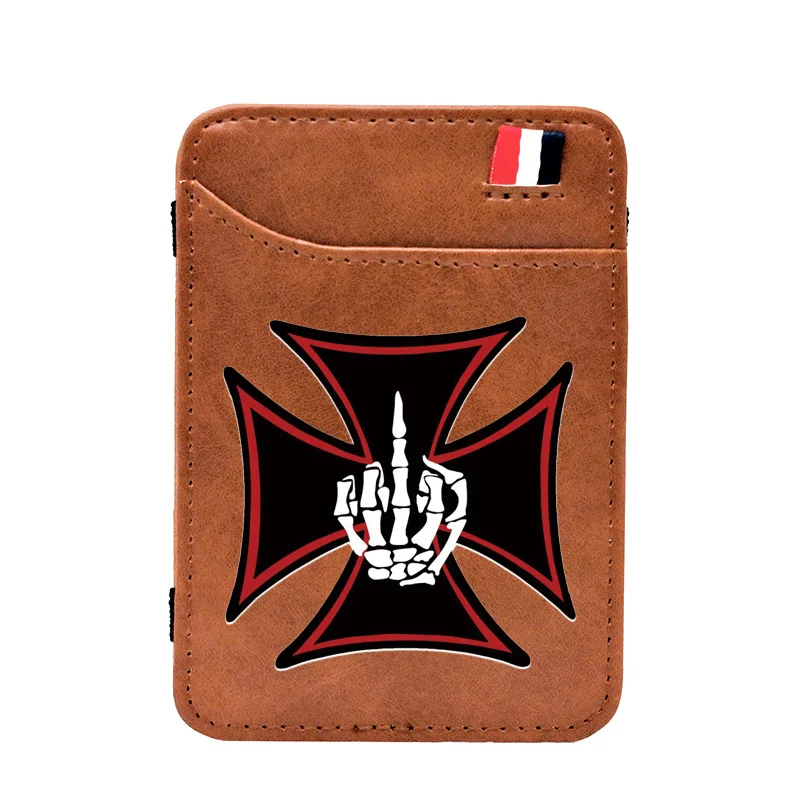

Vintage Cross Skeleton Hand Skull Leather Magic Wallet Men Women Unqiue Thin Money Clip Card Holder Purse