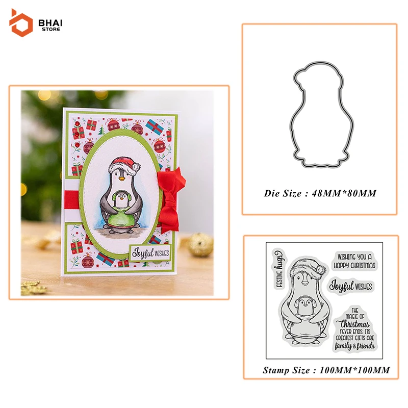 

Winter Penguin Metal Cutting Dies and Stamps Stencil for DIY Scrapbooking Photo Album Embossing Decorative Paper Cards 2021 New