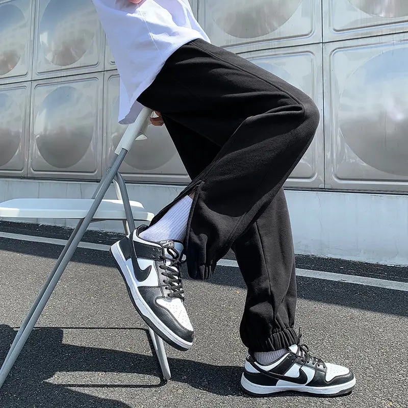 

Spring Summer Casual Pants Men Fashion Black Gray Sweatpants Men Streetwear Loose Straight Wide Leg Pants Mens Joggers Trousers