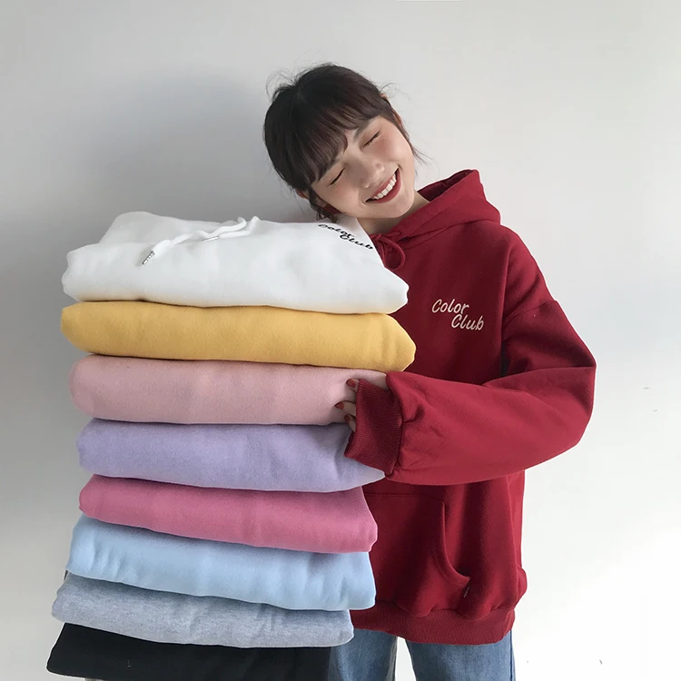 Женский свитшот с капюшоном и надписью в Корейском стиле ярких цветов | Женская