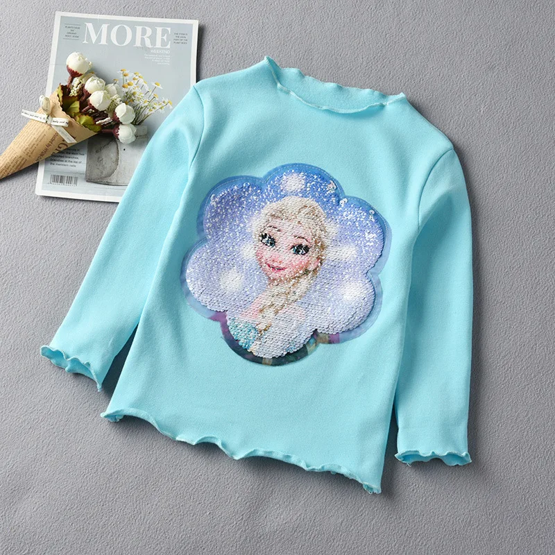 Модная одежда для девочек Осенняя рубашка принцессы со льдом футболка с длинным