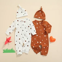 opperiaya infant kids long sleeve round neck romper hat moon print loose version casual style spring autumn cotton clothing