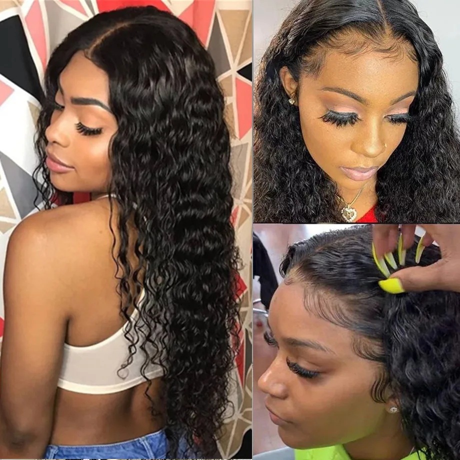 

bling hair Deep Wave 4x4 Lace Closure Human Hair Wigs for Women Pre Plucked Brazilian 13x4 Frontal Wig 180 Density Remy Hair