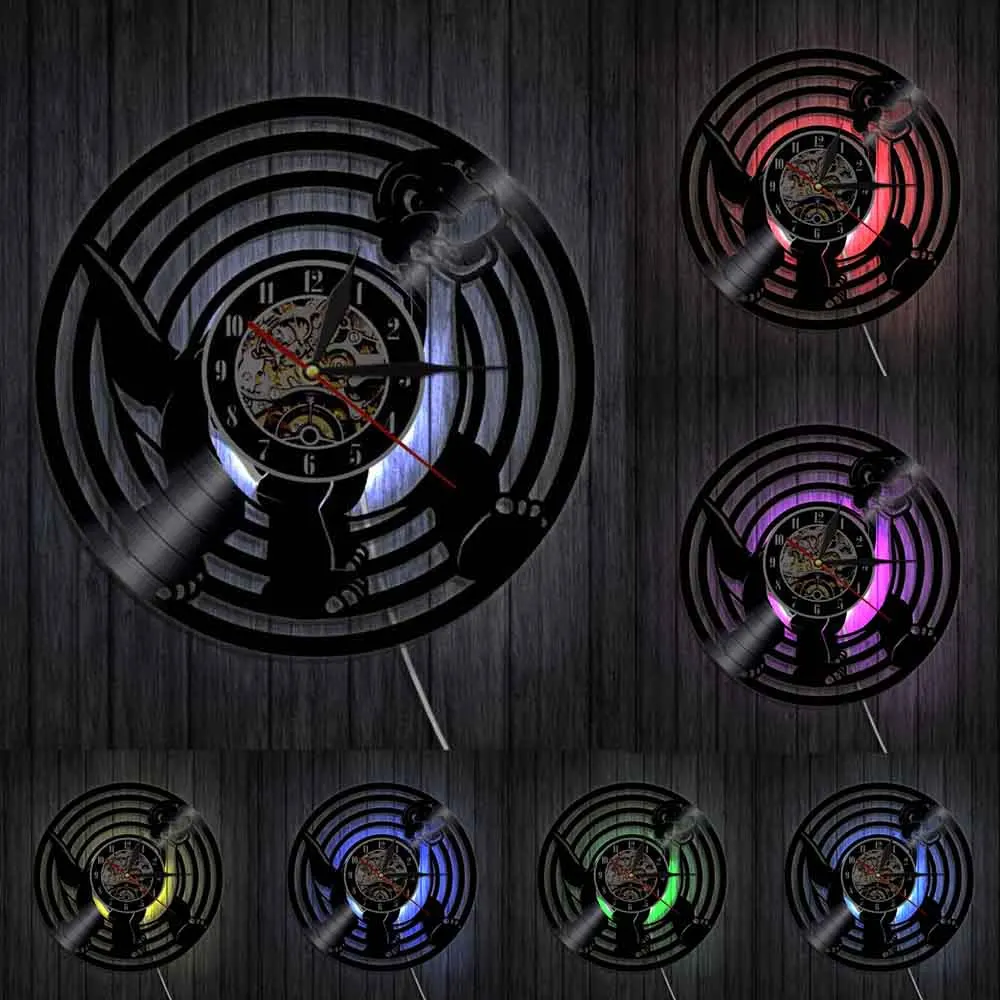 Виниловые настенные часы с силуэтом динозавра современный дизайн 3D животными