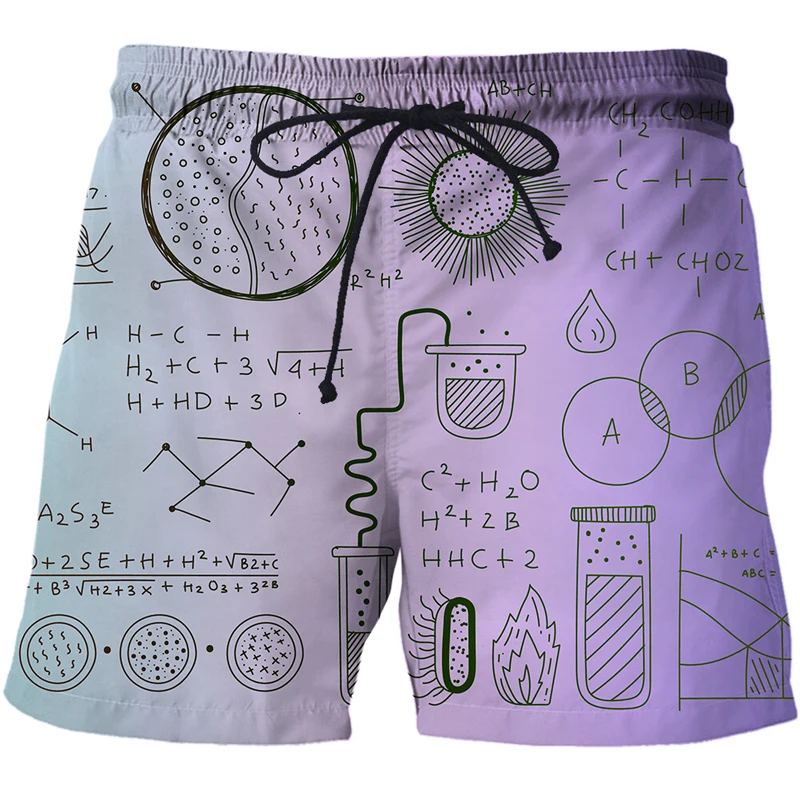2021 New Summer 3D Printed mathematical formula Men's Shorts Casual Custom Running Short Male Board Pants Pant Men Clothing