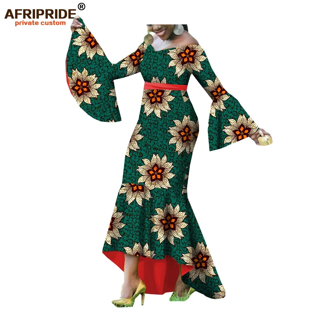 Осеннее Африканское платье труба для женщин AFRIPRIDE с длинными расклешенными