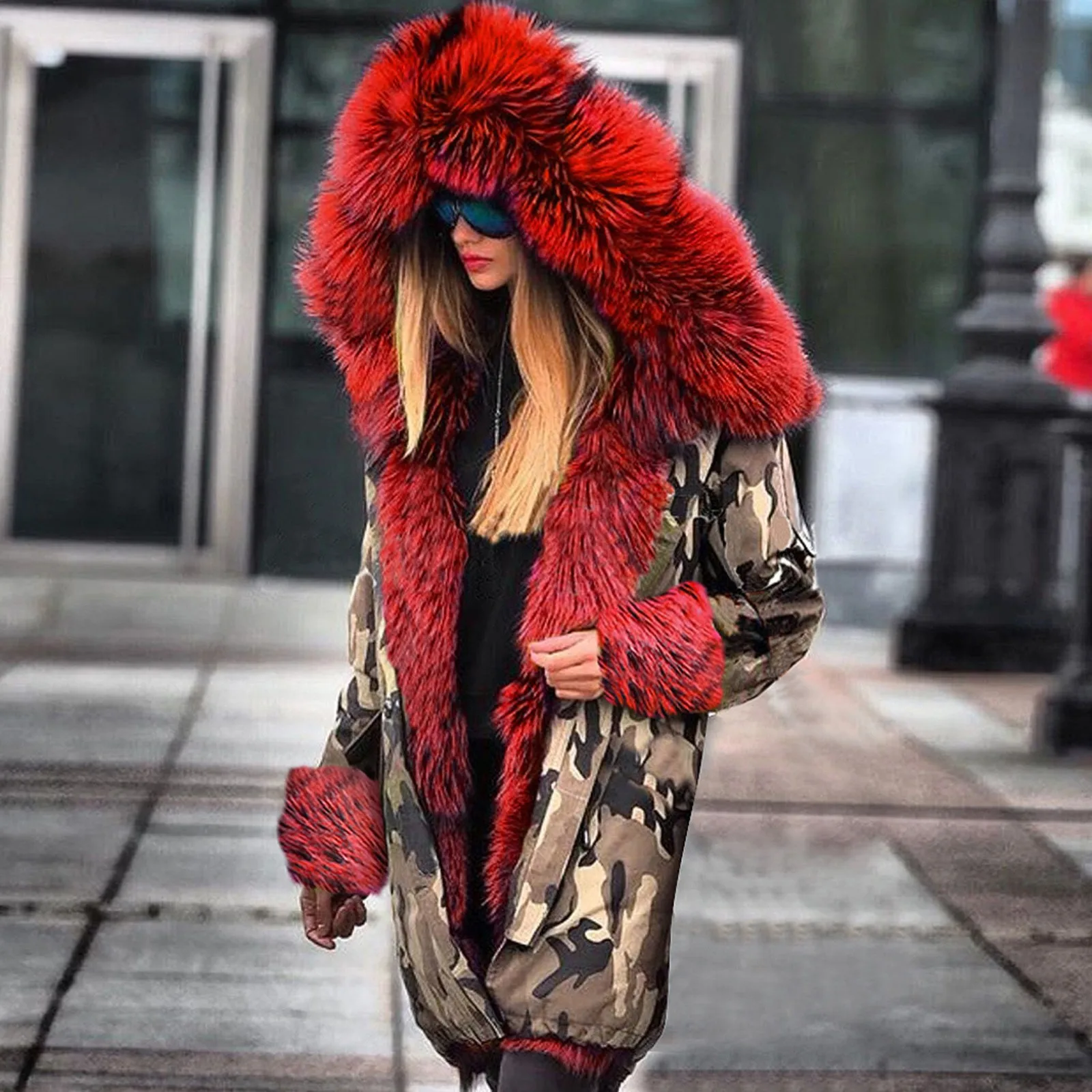 

Fashion Women Winter Long Sleeve Camouflage Hooded Jacket Casual Oversized Cardigan Comfortable Coat Outwear Chaqueta Mujer#g3