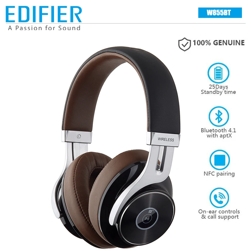 Беспроводные Bluetooth наушники EDIFIER W855BT HD стерео музыка беспроводная гарнитура BT V4.1