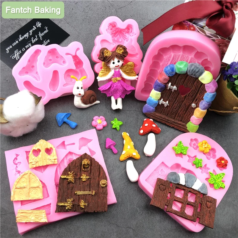 diy castle house door window girl snail silicone fondant soap 3d cake mold cupcake chocolate decoration baking tool moulds free global shipping