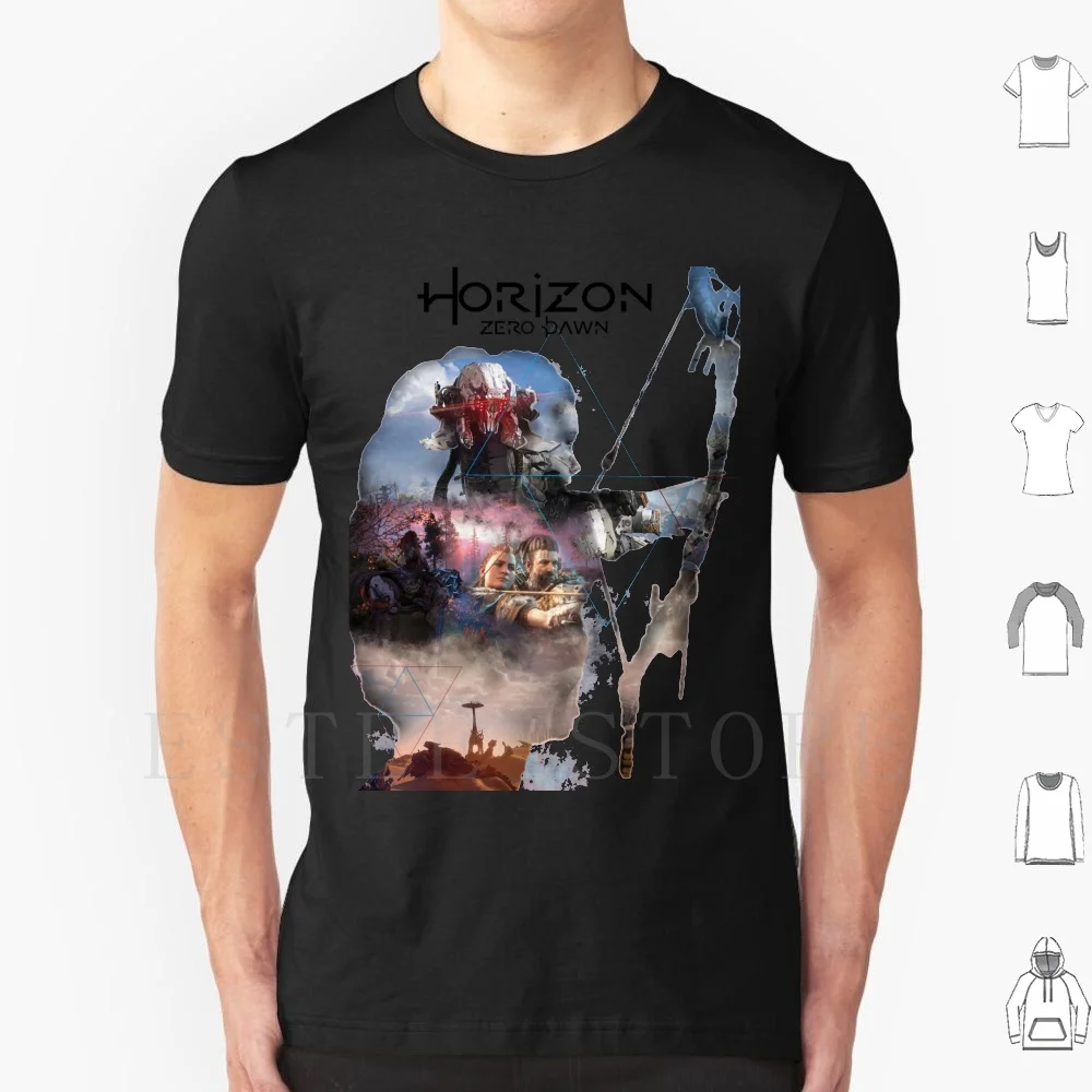 Horizon T Shirt DIY Big Size 100% Cotton Aloy Zero Dawn Video Games Horizon Rpg Open World Heroine Female Future Robot