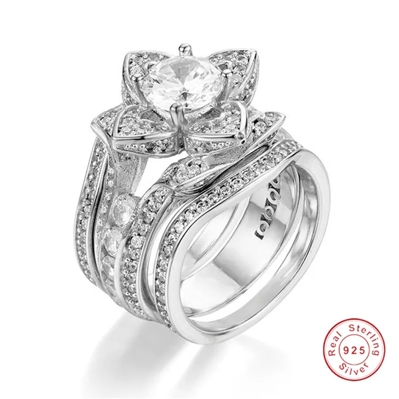 Набор женских обручальных колец серебро 925 пробы ручная гравировка Цветочная