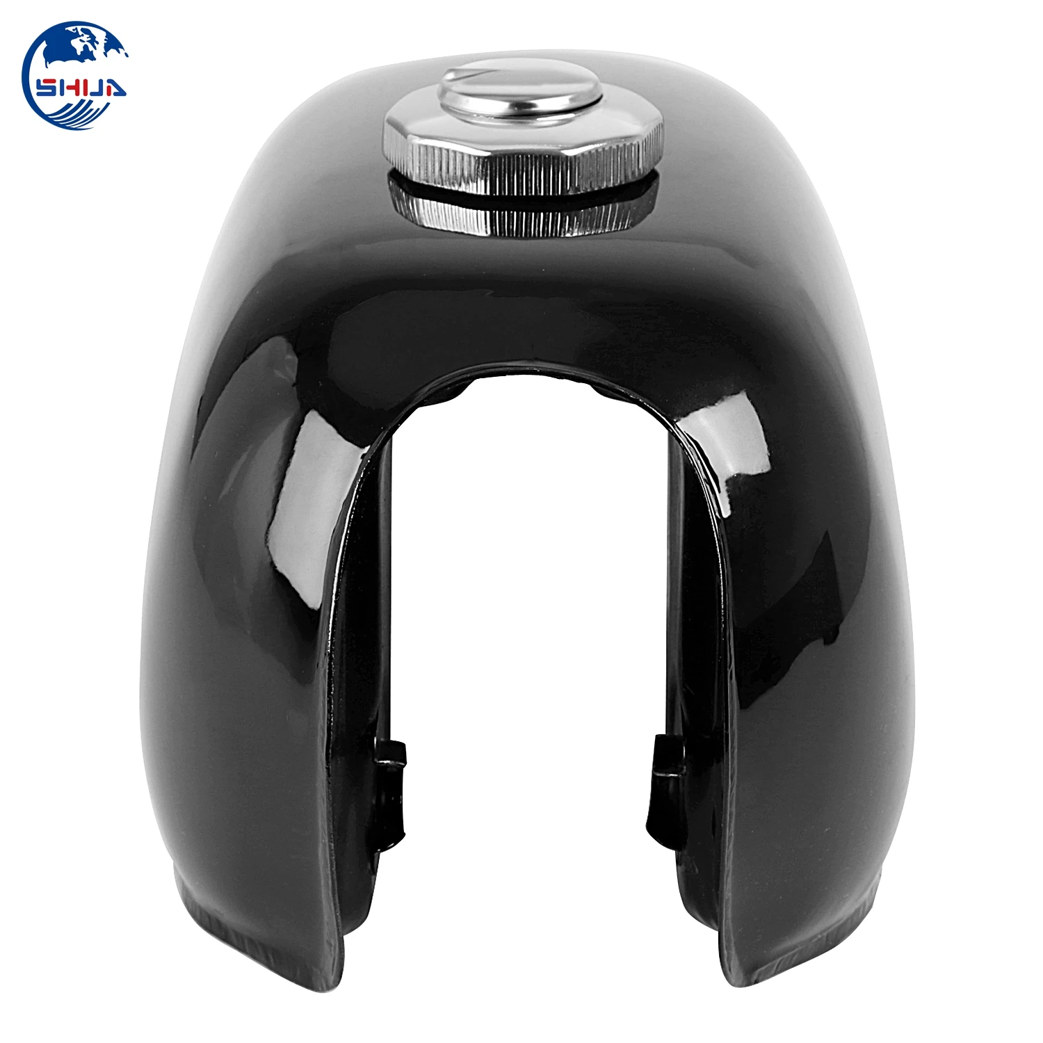 Мотоциклетный яркий черный винтажный топливный бак с толстой железной крышкой