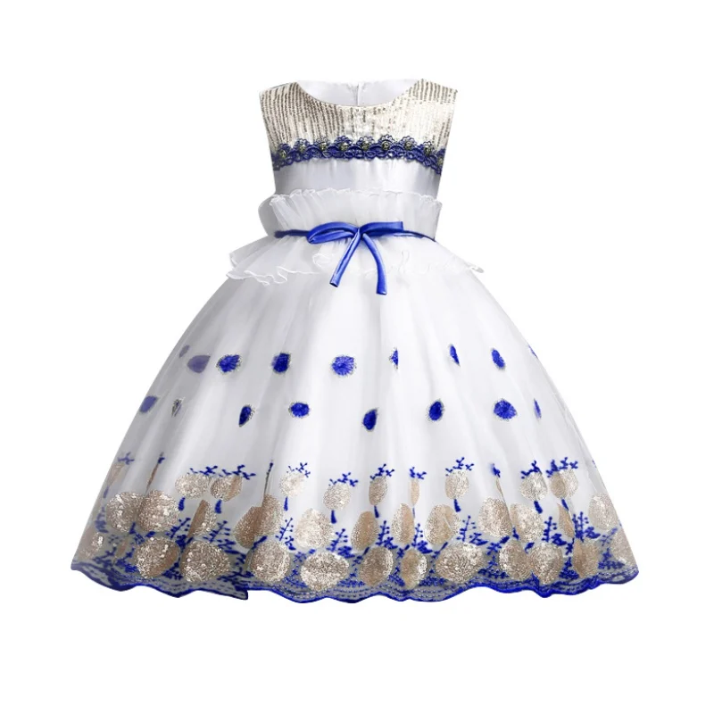 New Kids Girl Princess Dress Wedding Party Lace Sequins Embroidery Gauze Photographing Big Bow Clothes Ball Gown | Детская одежда и