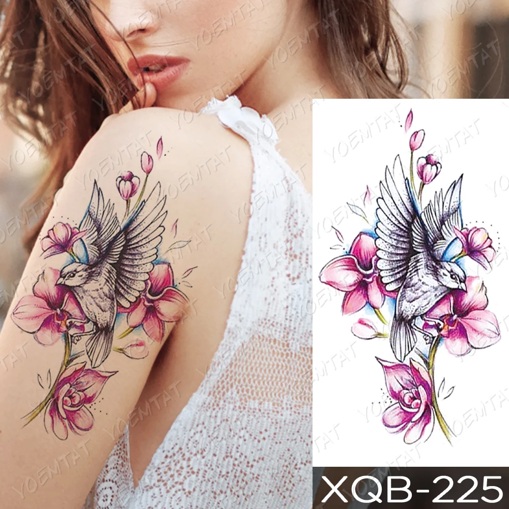 

Waterproof Temporary Tattoo Sticker Romantic Peony Flowers Roses Flash Tattoos Leaves Body Art Arm Fake Sleeve Tatoo Women Men