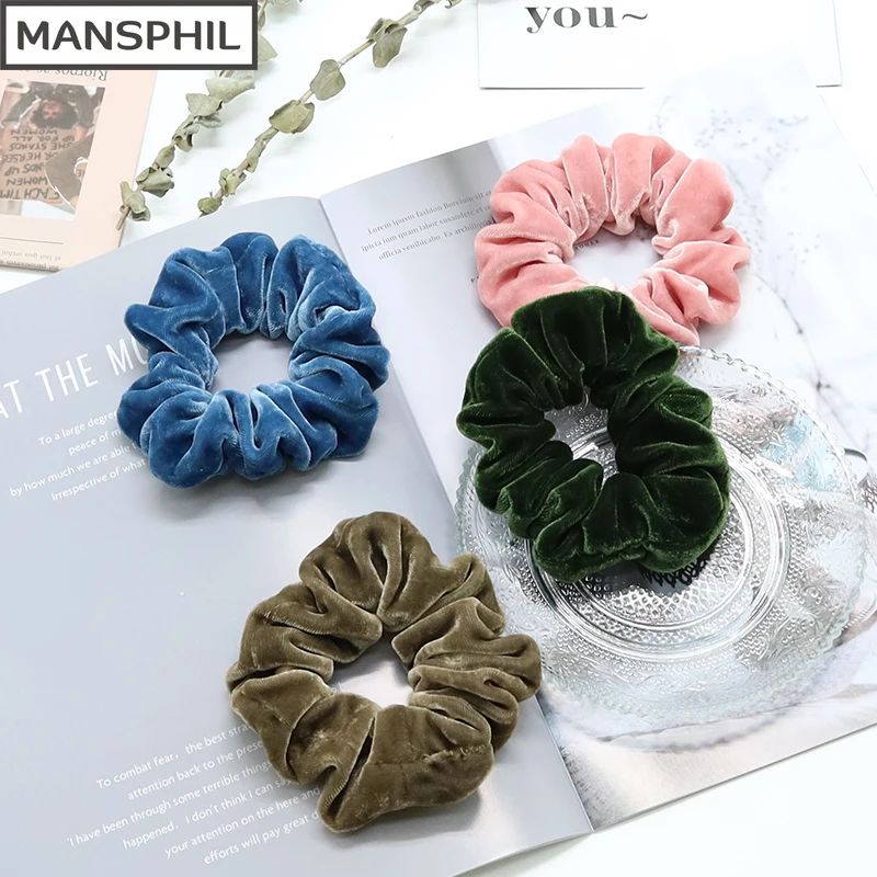 

3pcs Silk Velvet Scrunchies For Women 4cm Big Hair Bands Hoop Headdress Luxury Ladies Elegant Hair Accessories