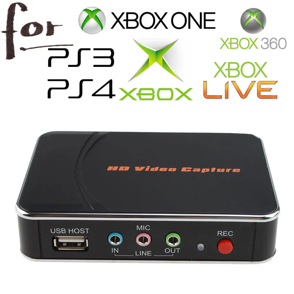 

HD Game Video Capture 1080P HDMI YPBPR Recorder For XBOX One/360 PS3 /PS4 with One Click No PC Enquired No Any Set-up