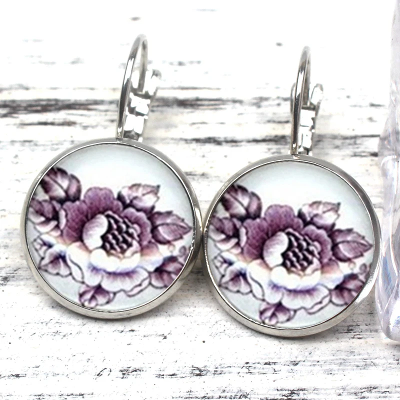 Новинка шикарные Гламурные серьги в стиле коттеджа слива круглые стеклянные с