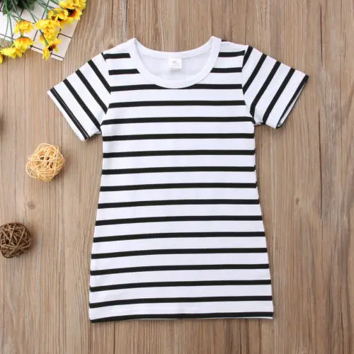 

Ma&Baby Summer Family Clothing Matching Outfits Mother And Daughter Clothes Casual Striped Dresses Family Look DD43