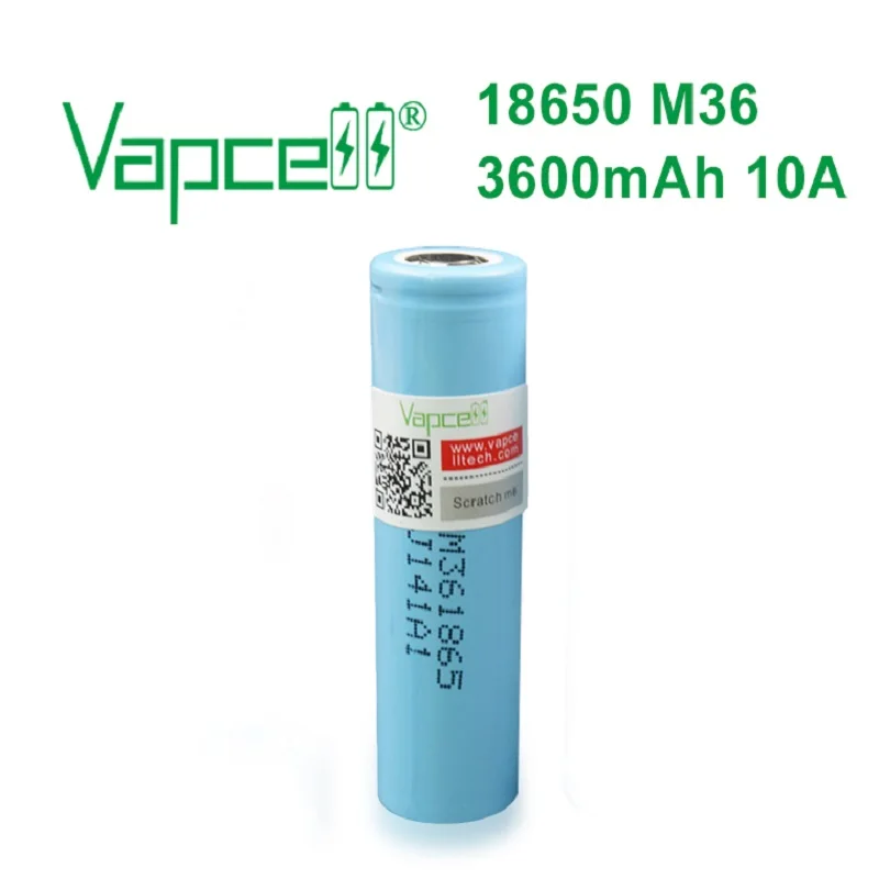 Vapcell 100% оригинальная перезаряжаемая литий ионная батарея 18650 3 7 V 3600 mAh 10A M36 батареи