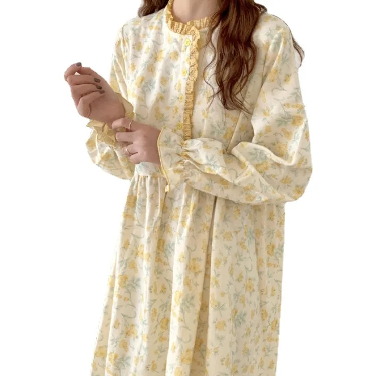 

Women's pajamas Korean ins new small flower ground hair pajamas nightdress ins wind home wear