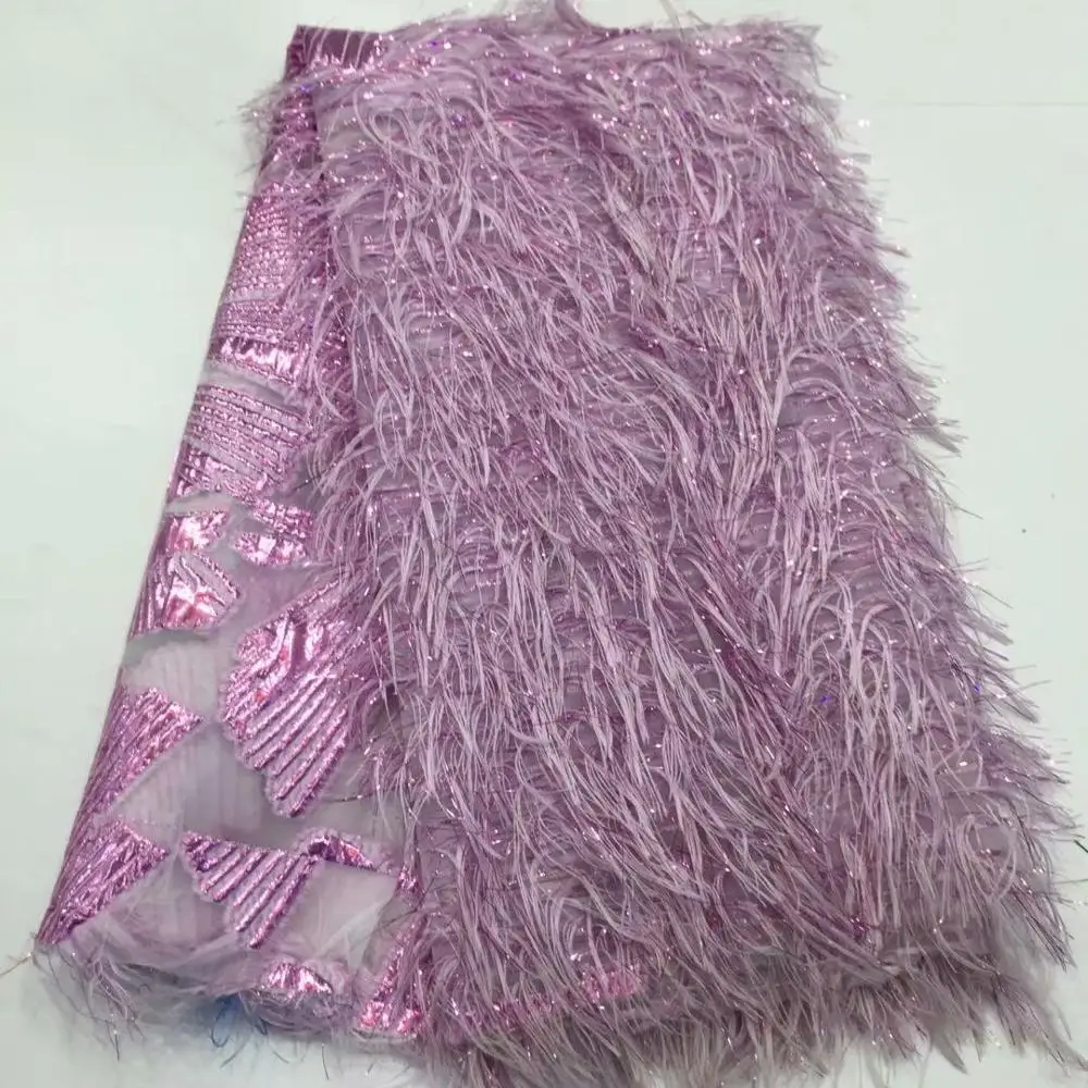 2020 новейший французский Тюль кружевная ткань пушистое перо африканская