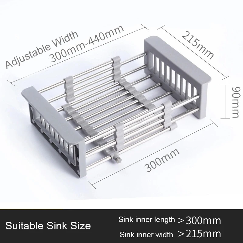 

Kitchen Sink Organizer Adjustable Sink Drying Rack Telescopic Filter Basket Vegetable Dryer Kitchen Organizer and Storage