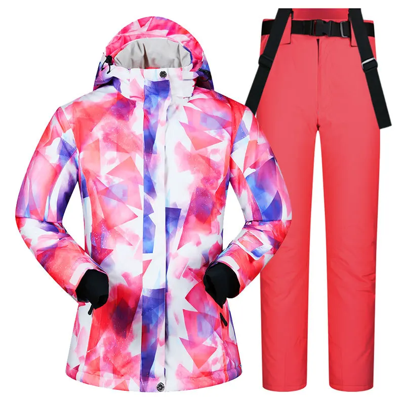 Лыжный костюм женский брендовый теплый лыжная куртка и брюки теплые