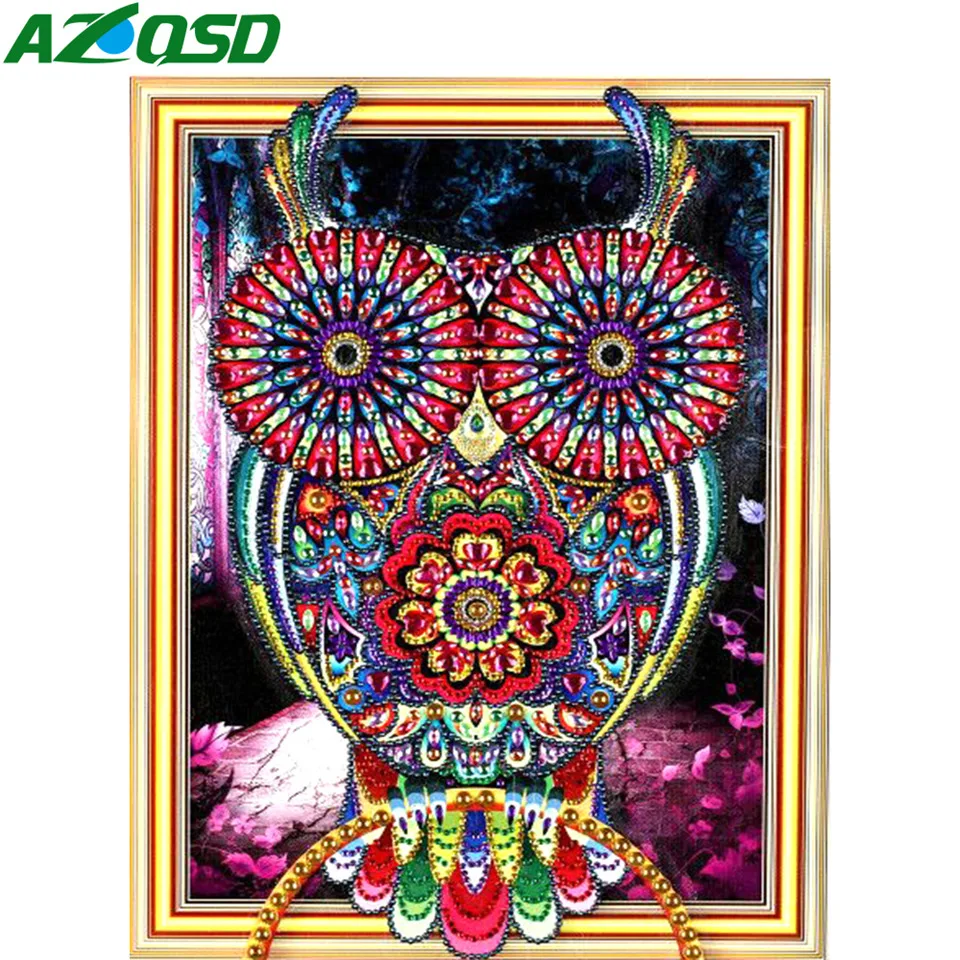 Azqsd Алмазная вышивка Совы 30x40 специальный образный Круглый дрель украшение стены