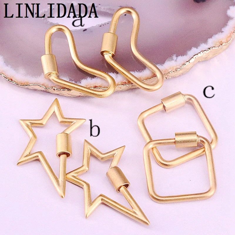 

10Pcs Heart/ Square / Star Matte screw clasp charm,plating clasp charm,fashion necklace/bracelet jewelry component