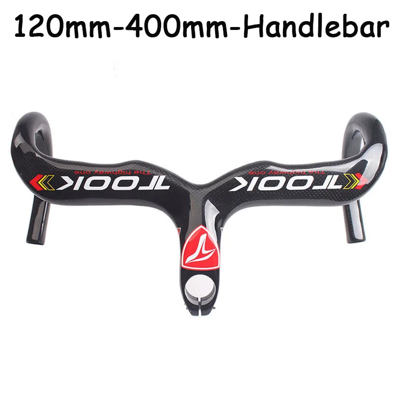 120mm400mmHandlebar Глянцевая 3K полностью углеродная шоссейная горная велосипедная гоночная КАПЛЕВИДНАЯ интегрированная рукоятка руля и спидометр - Цвет: 120mm400mmHandlebar
