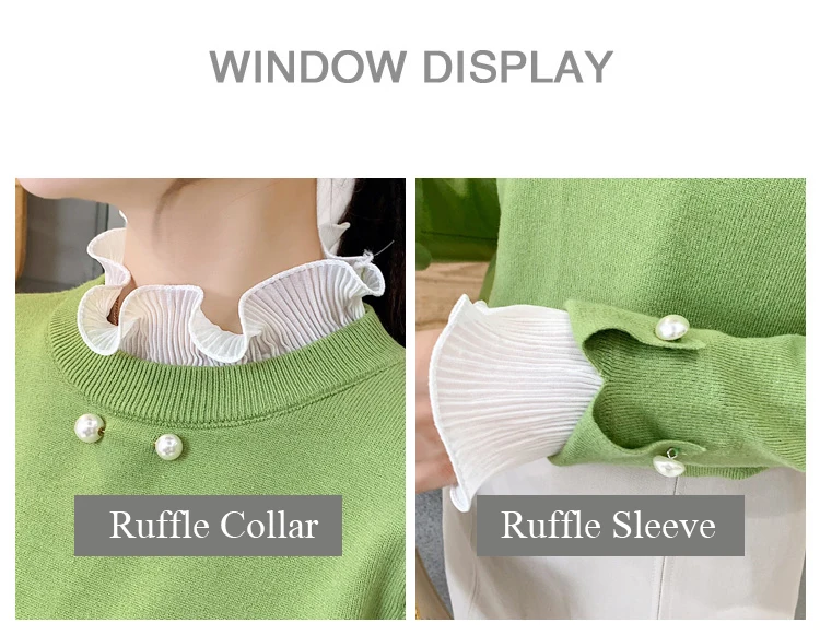 Вязанные блузки осень 2019 новые тонкие шифоновые с длинным рукавом и