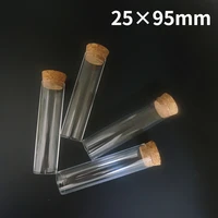20pcs30pcs50pcs100pcs 25x95mm plastic test tube with cork flat bottom transparent lab empty scented tea tubes