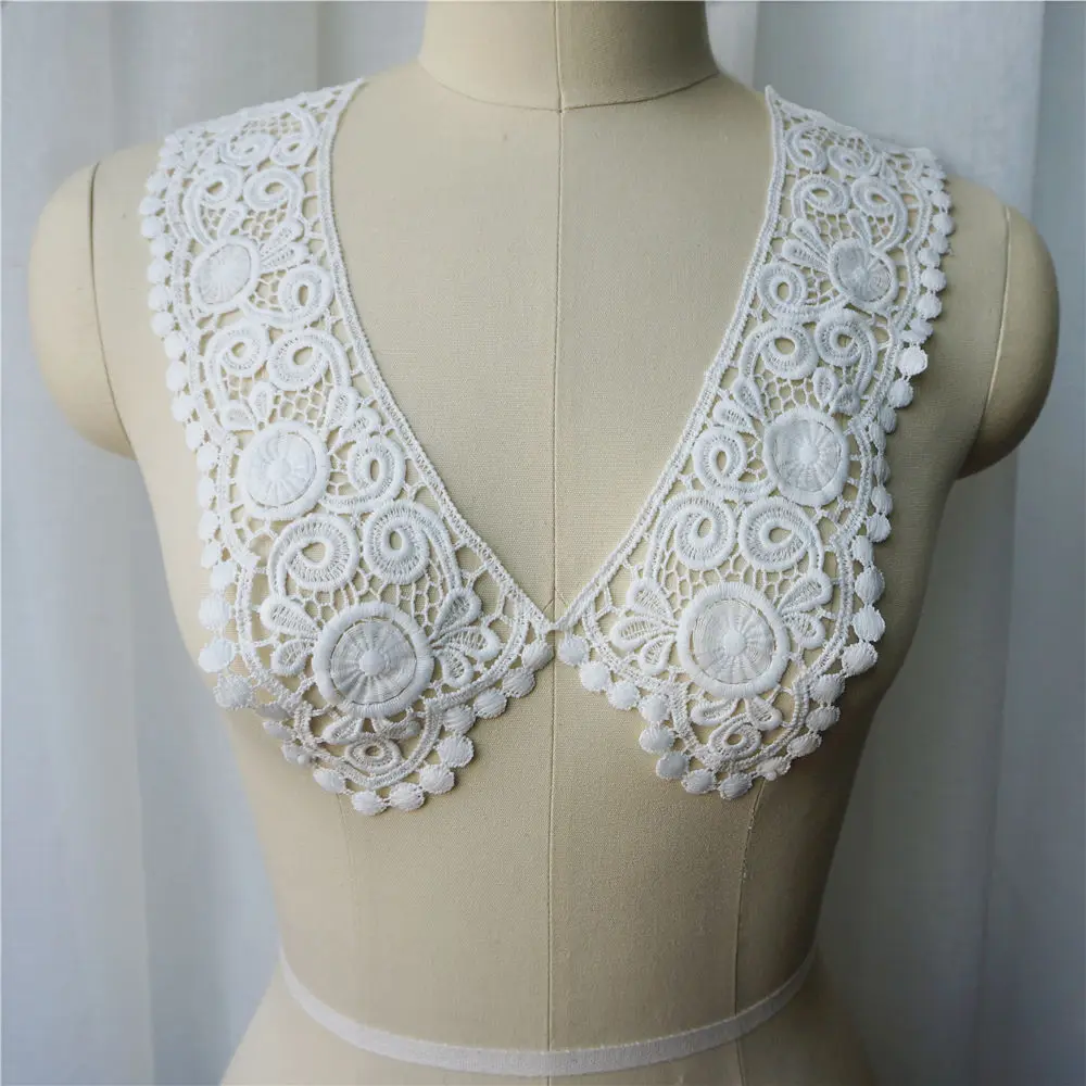 2 шт. белые черные красные бежевые вышитые цветы ткань воротник Аппликации