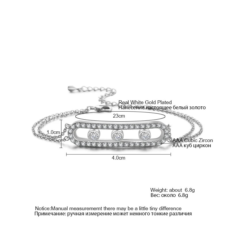 Женский браслет-цепочка RAKOL белый браслет с кристаллами из кубического камня