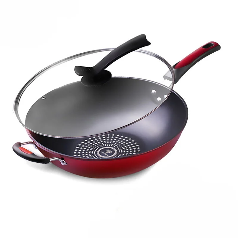 

Non-stick Pan 32CM Wok No Oil Smoke Pot with Wok Wok Gas Cooker Universal Non Stick Pan Cast Iron Pancake Pan Frying Pot Cooking