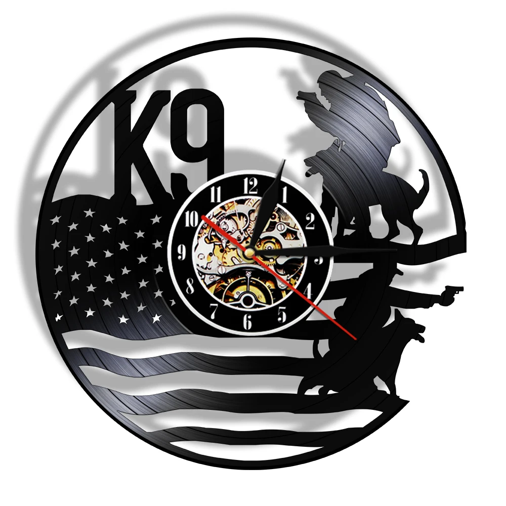 

Тактические настенные часы K9 USA с виниловой пластиной для обучения собак, военная Рабочая собака, патриотическая полиция, собака, музыкальный альбом в стиле ретро, часы Longplay