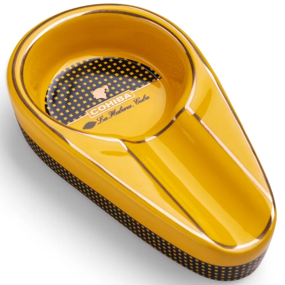 COHIBA сигарные гаджеты керамическая пепельница один держатель для сигар круглый пепельница 4 цвета желтый табачный аксессуар пепельница