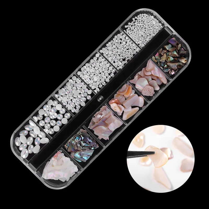 3D украшения для ногтей в виде морской ракушки несимметричные хлопья ползунок