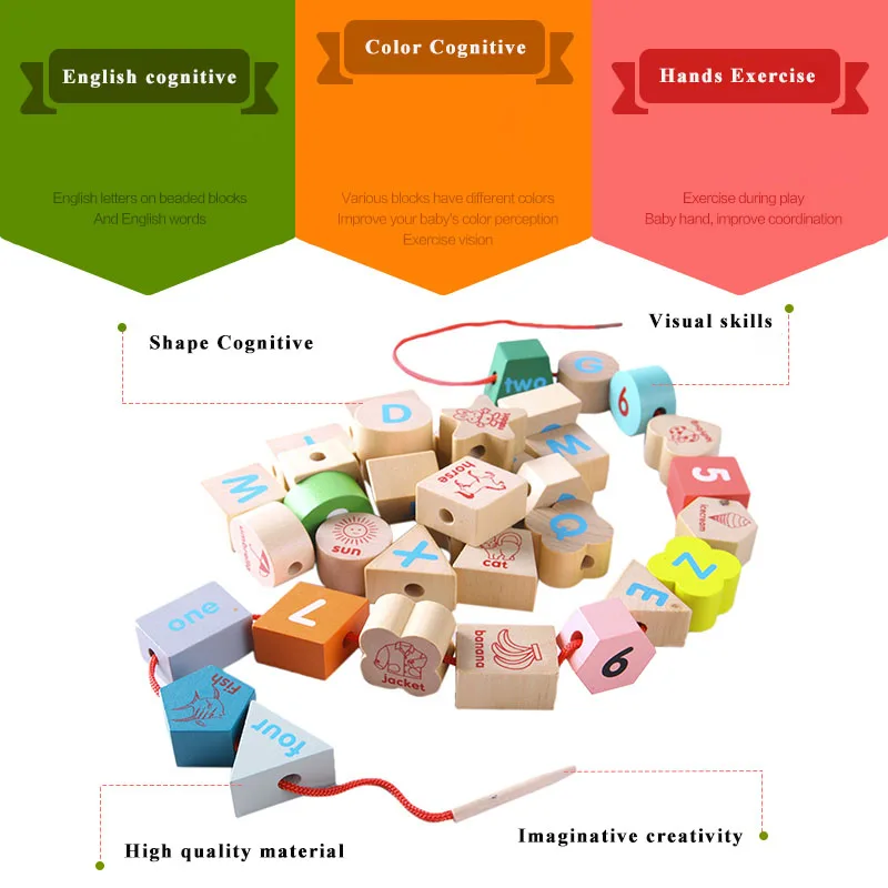 Игрушка Woo деревянные животные фрукты бисерные игрушки интеллектуальная детская