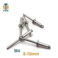 10 pcs m4 8 10mm din en iso 15983 gb t 12618 4 stainless steel open end blind rivets pop rivets with protruding head